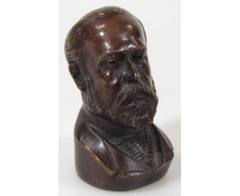 J B Danbier (20thC). A spelter finish portrait bust, probably Edward VII, quarter profile, 7cm high.