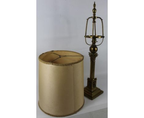 A Corinthian brass column table lamp