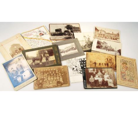Various 19thC black and white photographs, Lincoln from Chapel Lane, family portrait, railway scene including guardsman, figu