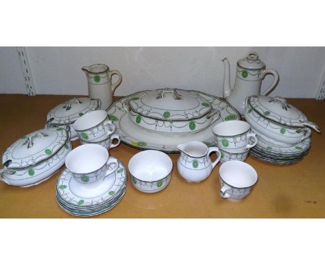 A comprehensive Royal Doulton Countess pattern part dinner service, to include a large serving plate, 43cm wide, lidded turee
