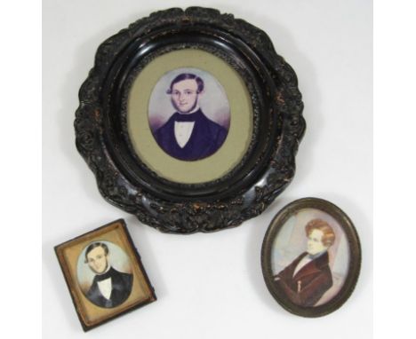 Two 19thC portrait miniatures, and another (3)