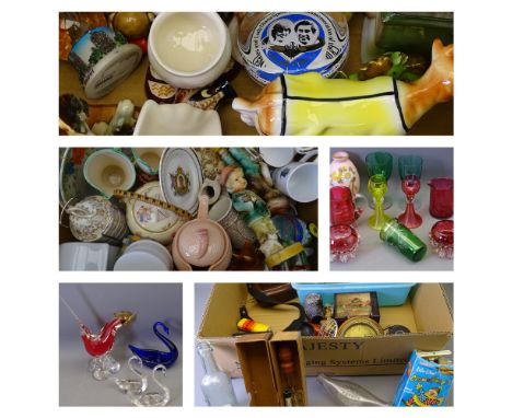 A PARCEL OF CHINA - quantity of small china animals and small containers ETC.  MIXED CHINA &amp; POTTERY, a large box includi