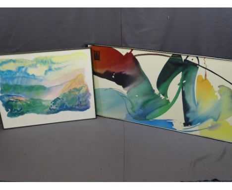 PETER MITCHELL print - contemporary abstract, 62 x 17cms and WILLIAM TILLYER framed gallery print, 60 x 77cms