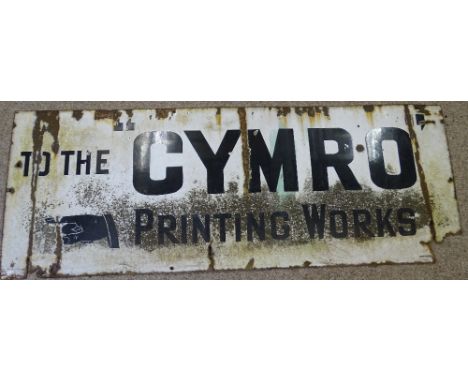 ENAMEL SIGN for Cymro Printing Works, 46 x 122cms