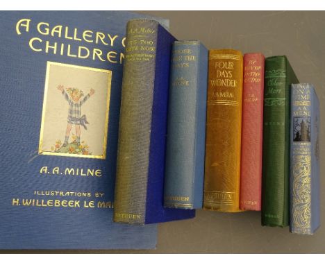 A A MILNE BOOKS, VARIOUS TITLES (7) to include A Gallery of Children with illustrations by Saida (H Willebeek Le Mair) publis