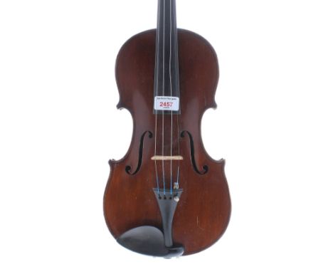 E. Schmidt &amp; Co violin, Antonius Stradivarius copy, signed on the label, 14 1/4", 36.20cm