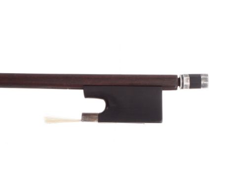 French silver mounted viola bow of the Pajeot School, unstamped, the stick round, the ebony frog plain and the ebony adjuster