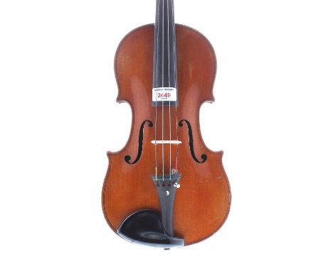 French violin labelled Jacobus Stainer..., also stamped A. Curtil, Paris below the button and bearing the maker's trademark l