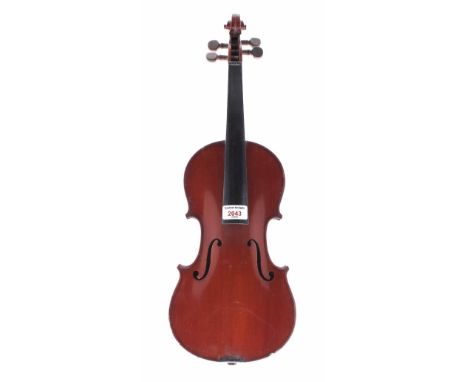 French three-quarter size violin Modele d'apres Antonius Stradivarius.., 13 3/8", 34cm
