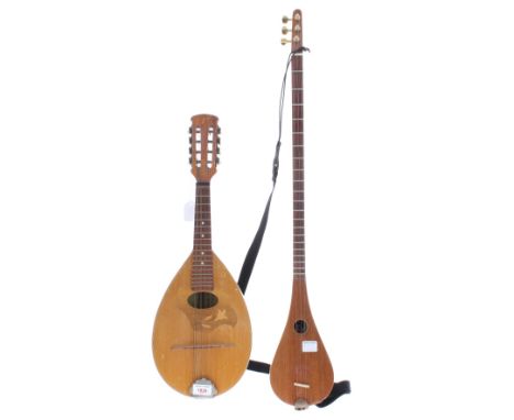 Matthew Cox Gig Stick dulcimer; together with a pear shaped mandolin (2)