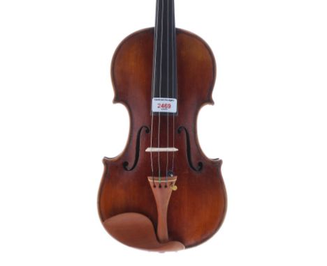 Hungarian violin by and labelled Zsolt Sarkosi Budapest 2009; also bearing the maker's stamped logo on the bottom treble side