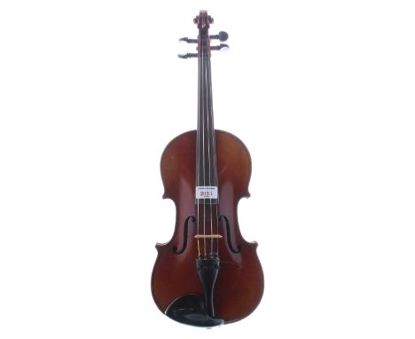 Early 20th century 7/8th size violin labelled Copie de Antonius Stradivarius ..., 13 11/16", 34.80cm 