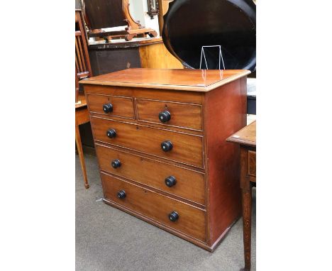 An Early Victorian Mahogany Four Height Chest of Drawers, with cock beading and ebonized drawer pulls with mother of pearl in