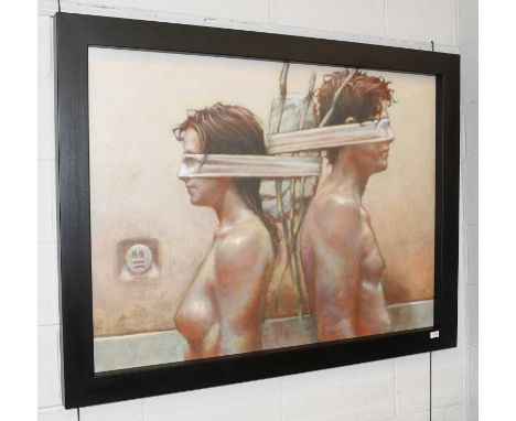 Renzo (Contemporary)"What We Share"Signed, oil on canvas, 90cm by 120cmSold together with copy of an exhibition catalogue