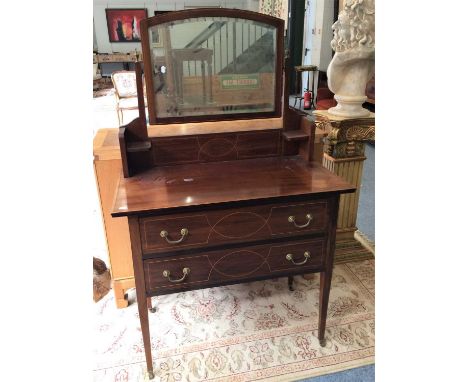 A Group of Furniture to Include: An early 20th century three height dressing chest of drawers with mirror (a.f.), a tile topp