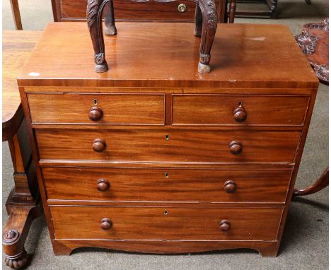 A 19th Century Mahogany Four-height Straight Front Chest of Drawers, 95cm by 44cm by 82cm