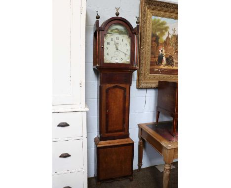 An Oak and Mahogany Thirty Hour Longcase Clock, early 19th century, 13" arch painted dial, signed M. Johnson, Barnard Castle,