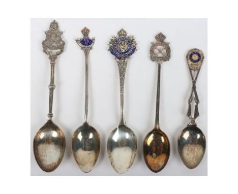 5x Indian Army Silver Regimental Spoons, fine examples for Nagpur Volunteer Rifles (Birmingham 1934), 2nd Presidency Battalio
