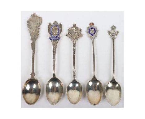 5x Indian Army Silver Regimental Spoons, consisting of Bombay Barda & Central India Railway Regiment A.I.F (Birmingham 1927),
