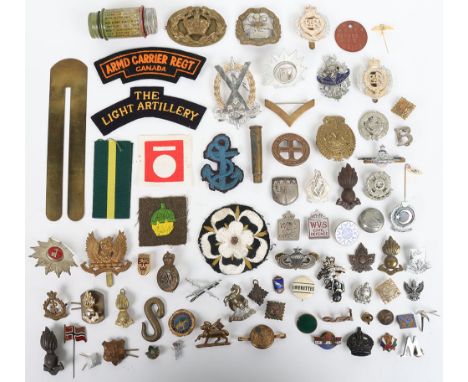 Military and Civil Badges: Mixed military badges to include cloth titles, formation badges, cap, trade  and collar badges, en