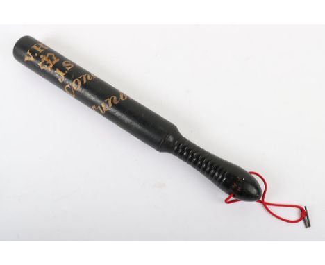 Victorian Painted Police Truncheon, fine example of a hard wood truncheon with painted decoration of VR over crown and ‘J.S. 