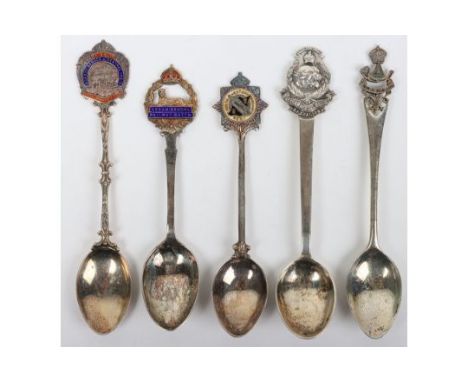 5x Indian Army Railway Regiment Silver Spoons, examples for Assam Bengal Railway Battalion (Birmingham 1929), Great Indian Pe