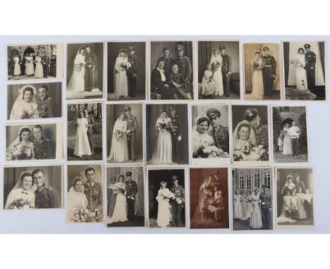 German Third Reich Army Uniform Wedding Studio Photo Cards: Selection of postcard and larger cards, photographs of officers a
