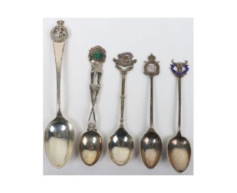 5x Indian Army Silver Regimental Spoons, consisting of Southern Province Mounted Rifles (Birmingham 1935), Bengal Mounted Inf