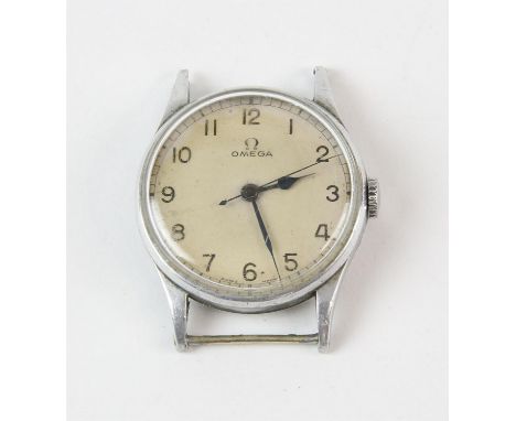 Omega, a 6B/159 military wristwatch, 32mm case, the circular signed white dial with minute track, blued steel hands, Arabic n