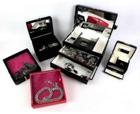 A selection of costume jewellery including two Butler and Wilson necklaces, a pair of Butler and Wilson earrings, a quantity 