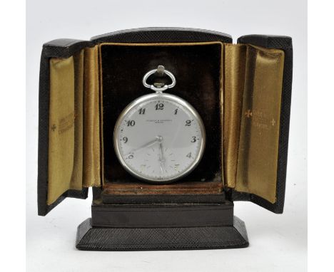 Vacheron & Constantin. A rare and lightweight aluminium keyless wind open face pocket watch, the silvered, signed dial with a