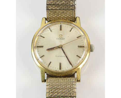Omega  a Gentleman's reference 135.070. Geneve gold plated wrist watch  the signed silvered dial with baton hour markers,cent