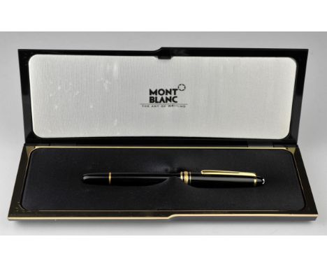Mont Blanc Meisterstuck black resin roller ball pen, cap numbered CB190061, with box and papers including International warra