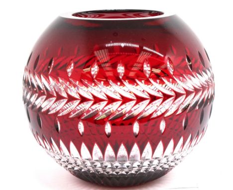 A large Waterford ruby cut glass bowl in box, provenance:- ex member of the Royal household.