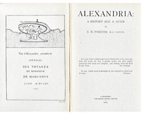 FORSTER (E.M.)  Alexandria: a history and a guide. First Edition. frontis., 2 folded plans, a folded, coloured plan in end po