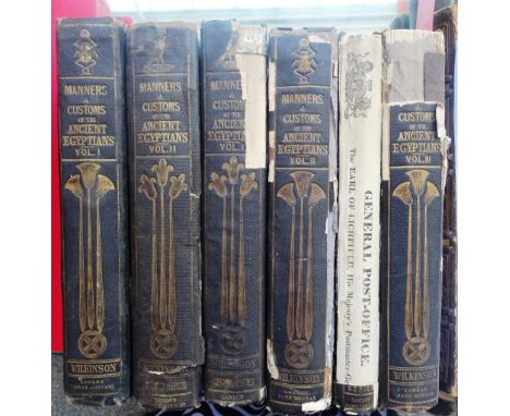 WILKINSON (J.G.)  Manners & Customs of the Ancient Egyptians  . . .  series 1 & 2, first editions, 6 vols. num. lithographed 