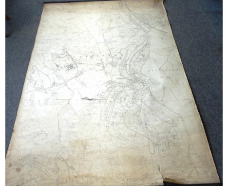 ORDNANCE SURVEY - Caterham & District; 25 inch to mile, sheet XXVII. 10; 220 x 144cms., linen backed on wooden rollers, revis