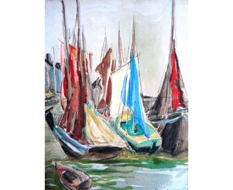 A group of assorted mainly 20th century watercolours of seascapes and boats, including two attributed to Ronald Ossory Dunlop