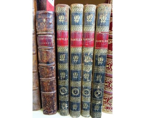 JOHNSON (S.)  The Rambler. (new edition), 4 vols. contemp. tree calf, gilt-decorated spines with red labels. 1798; together w