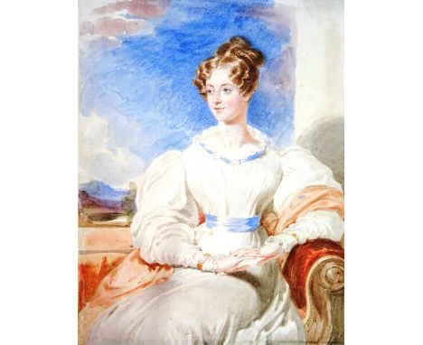 A group of four watercolours of portrait and figurative subjects, including one signed Clark Stanton, a portrait in the manne