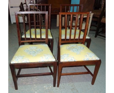 A set of four Regency mahogany stick back dining chairs, (4).