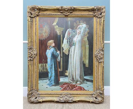 AFTER FREDERIC LORD LEIGHTON, oil on canvas, late 20th Century copy of 'Light of the Harem', signed Sherrington, 121 x 91cm
