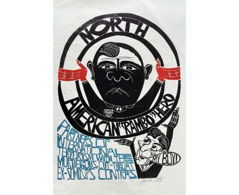 ‡ PAUL PETER PIECH three-colour lithograph - linking America with the terrorism of the Ex-Somoza's-Contras of South America, 