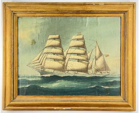 REGINALD ARTHUR BORSTEL (Australian, 1875-1922) oil on canvas laid to board - ship portrait of schooner 'Garthsnaid', titled,