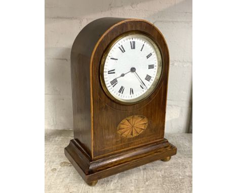 INLAID MANTLE CLOCK ON BRASS FEET