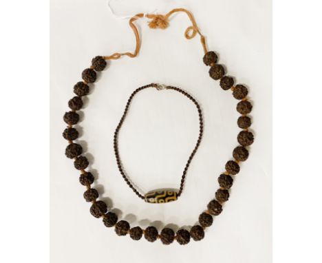 VINTAGE SHIVA RUDRAKSHA BEADS &amp; 1 OTHER - TIBETAN &amp; BRONZE DOG SEAL
