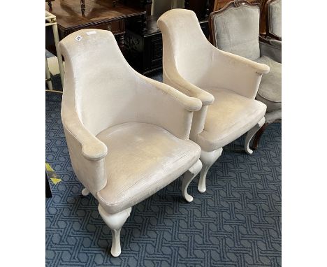 PAIR OF LIGHT VELOUR DESIGNER CHAIR