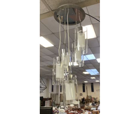 DESIGNER CHROME &amp; GLASS CEILING LIGHT