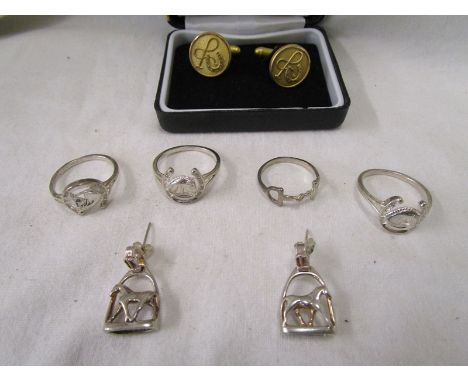 Collection of equestrian jewellery to include mostly silver