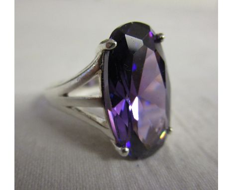 Silver mounted amethyst ring
